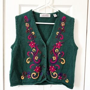 Vintage Karen Scott Floral Embroidered Vest